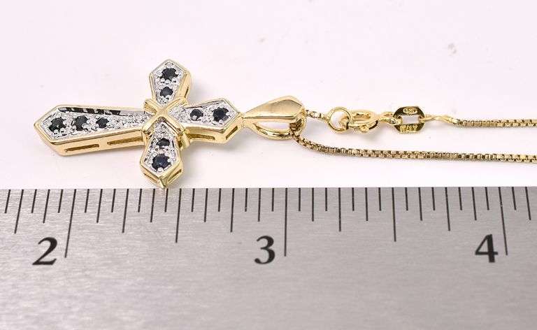 Vermeil Cross Pendant Necklace In Sterling Silver