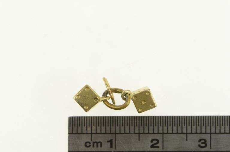 14K Yellow Gold 3D Dice Gamble Las Vegas Lucky Good Luck Charm/Pendant