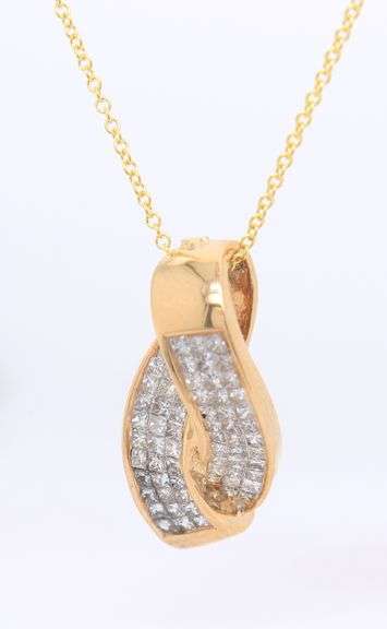 1ctw H, SI Diamond Bypass Slide Pendant on Chain