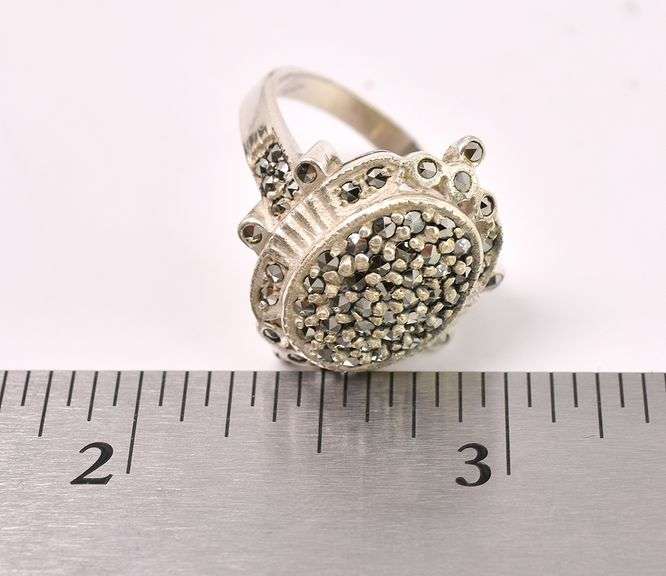 Marcasite Gem Ring In Sterling Silver