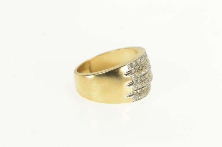 10K Yellow Gold Diamond Tiered Statement Graduated Band Ring