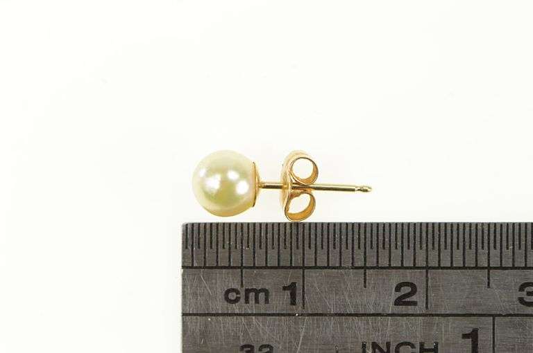 14K Yellow Gold 5.5mm Pearl Simple Vintage Classic Single Earring