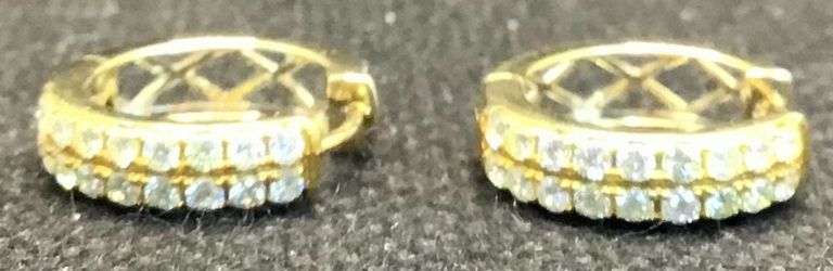 FANCY 14K YELLOW GOLD DOUBLE ROW HOOP EARRINGS