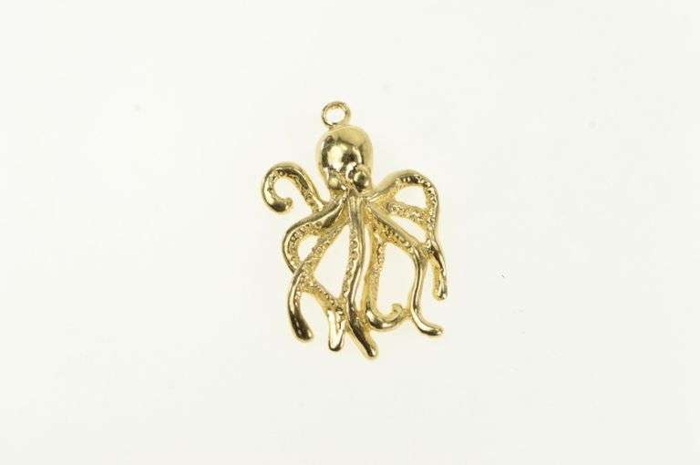 14K Yellow Gold Octopus Ocean Animal Marine Sea Creature Charm/Pendant
