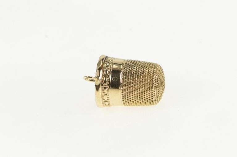 14K Yellow Gold Thimble Vintage Ornate Sewing Tool Charm/Pendant