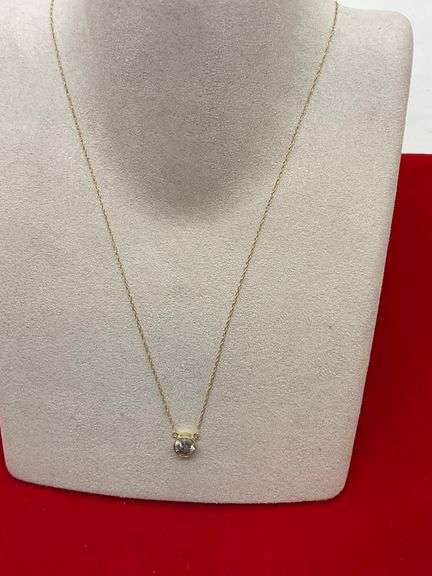 CERTIFIED 14K GOLD NECKLACE WITH A SOLITAIRE DIAMOND