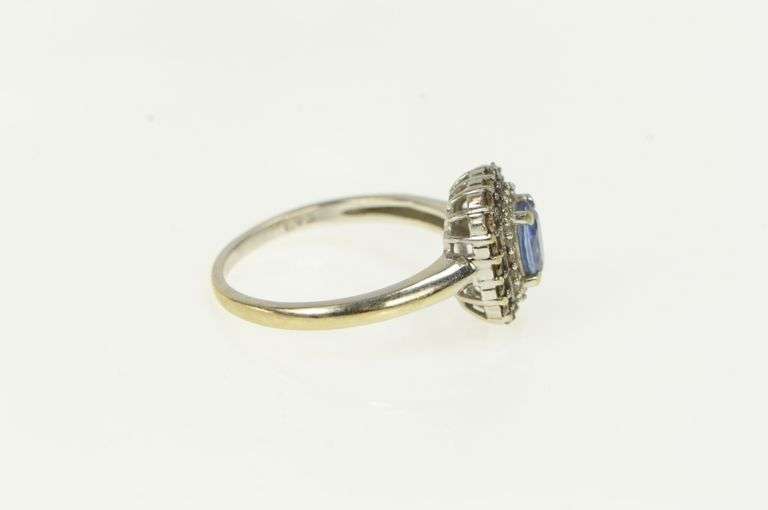 14K White Gold EFFY Oval Tanzanite Diamond Halo Engagement Ring