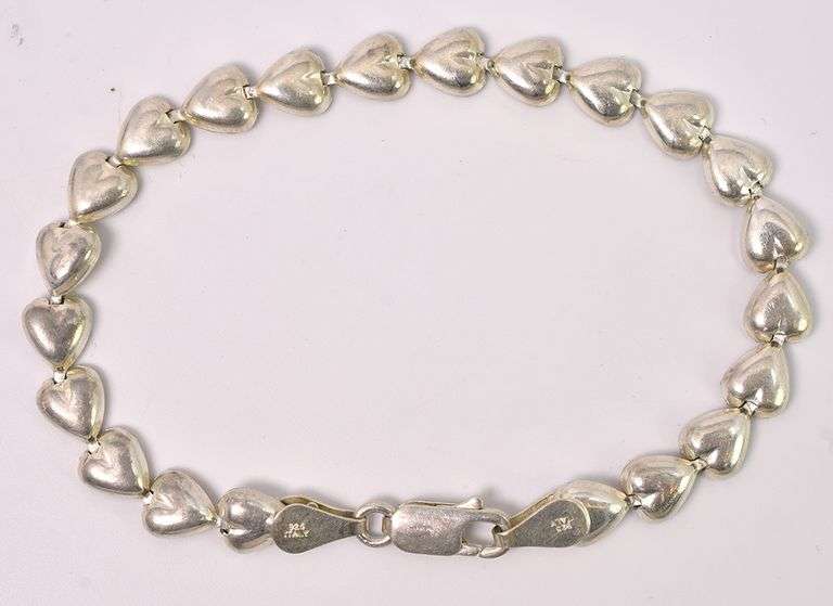 Heart Link Bracelet In Sterling Silver