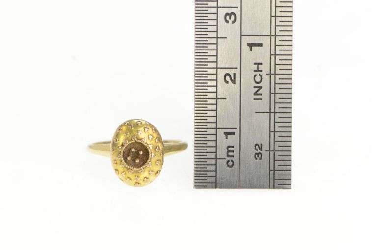 14K Yellow Gold Oval Victorian Domed Engagement Setting Ring