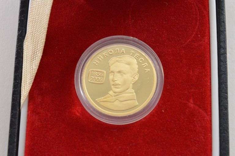 2006 Bank Of Serbia 10,000 Dinars 1/4 Oz Gold Tesla Commemorative