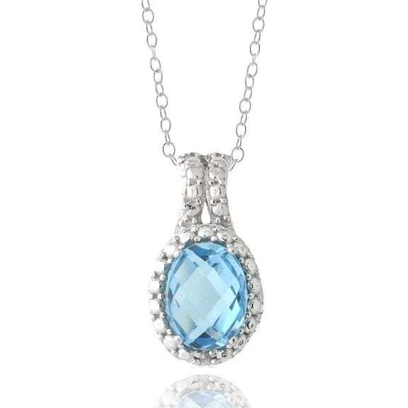 Sterling Silver Swiss Blue Topaz Necklace