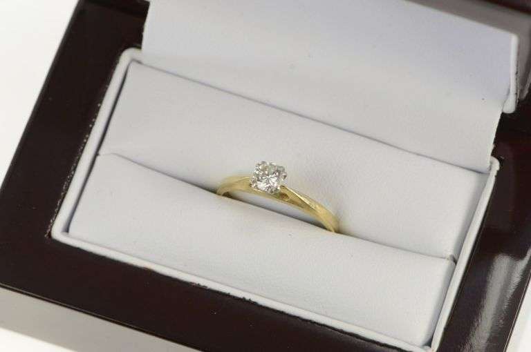 14K Yellow Gold 0.35 Ct Diamond Solitaire Classic Engagement Ring