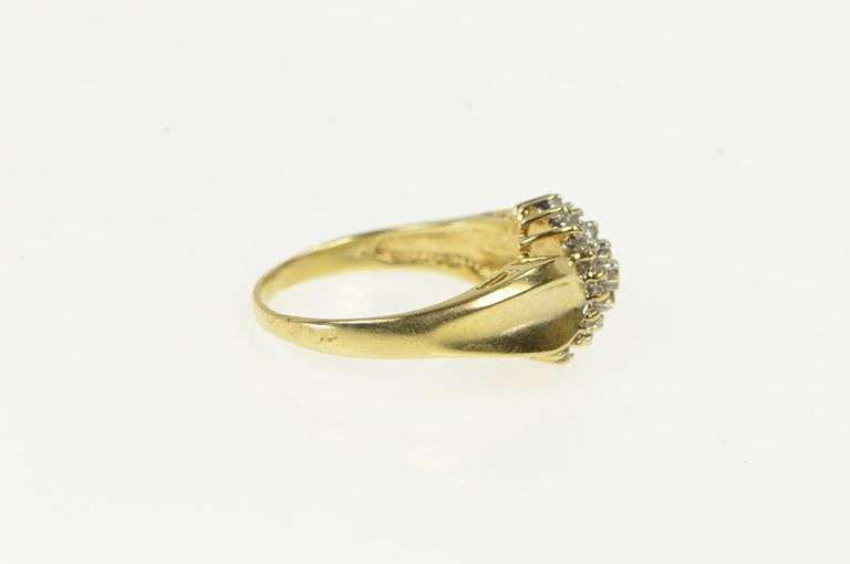 10K Yellow Gold Vintage Classic Diamond Wavy Cluster Bypass Ring