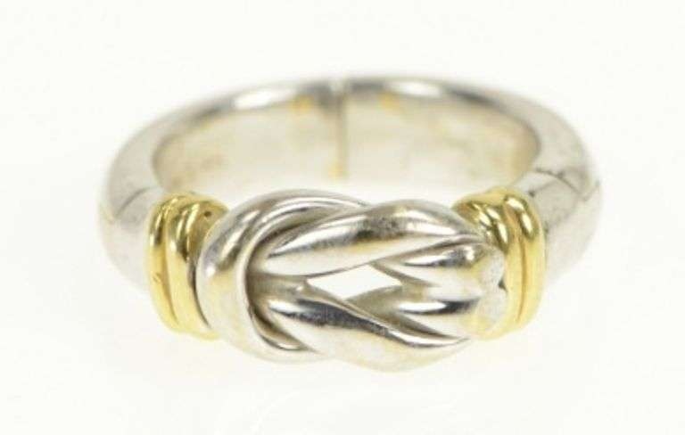 14K White Gold Hamilton Knot Two Tone Classic Vintage Ring