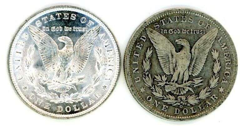 2 Different Morgan Silver Dollars: 1887 & 1890-O