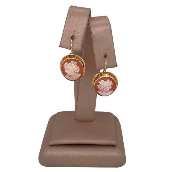 18K YELLOW GOLD CAMEO EARRINGS