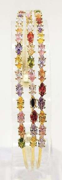 18kt Yellow Gold Plated Gemstone Bangle Bracelet