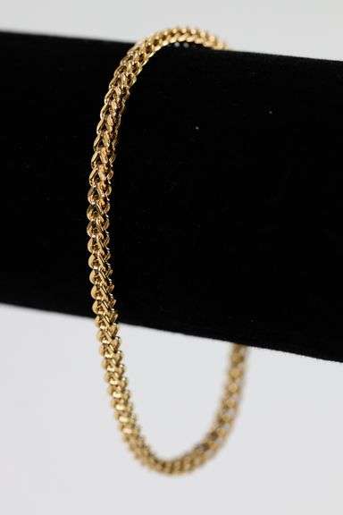 10k Yellow Gold Hollow Franco Wheat Rope Chain 3mm Bracelet 7"