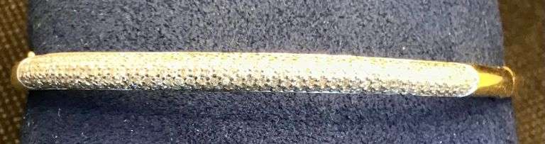 VINTAGE 14K YELLOW GOLD PAVE SET DIAMOND BANGLE