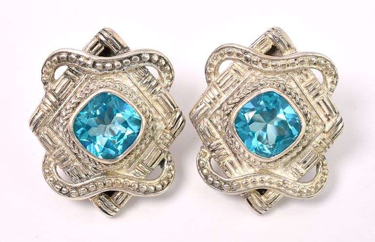 Blue Mystic Quartz Earrings In Sterling Silver