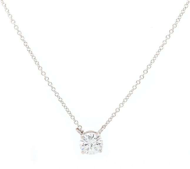 Italian 0.70ct Round Diamond Solitaire Pendant Necklace in 14K