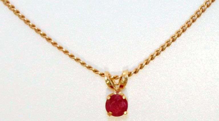 Sweet Ruby Pendant on 14k Chain