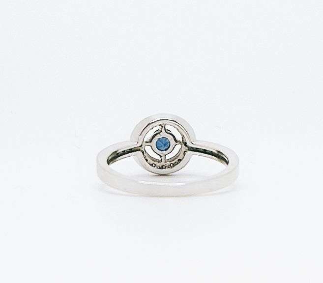 14kt Solid White Gold, Blue Sapphire, & Diamond Ring