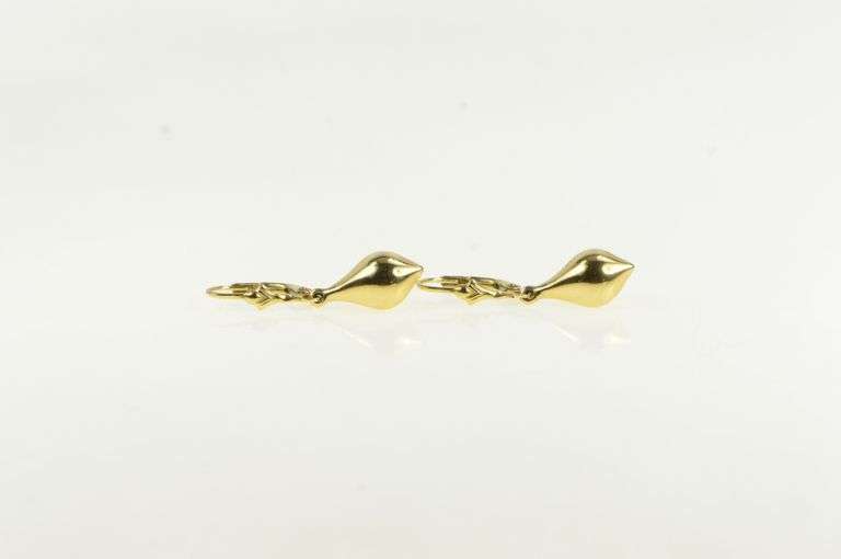 14K Yellow Gold Tear Drop Puffy Vintage Dangle Statement Earrings