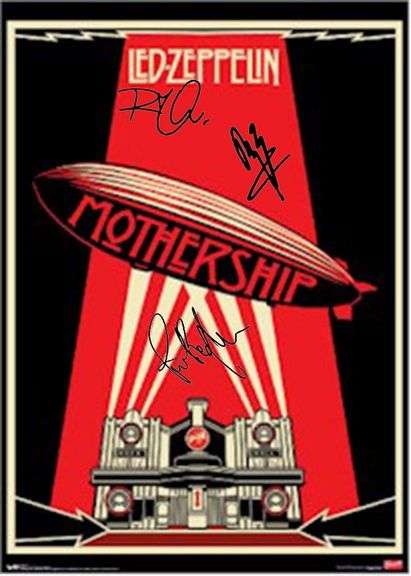 Led Zeppelin Autographed Facsimile Signed Poster 24x36