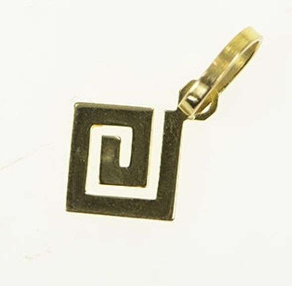 14K Yellow Gold Squared Swirl Spiral Geometric Charm/Pendant