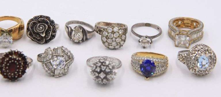 Group lot of 4 Vintage Sterling Silver Cubic Zirconia Rings
