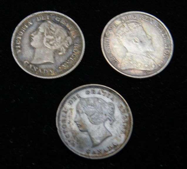 3 Canada 5 Cent Coins