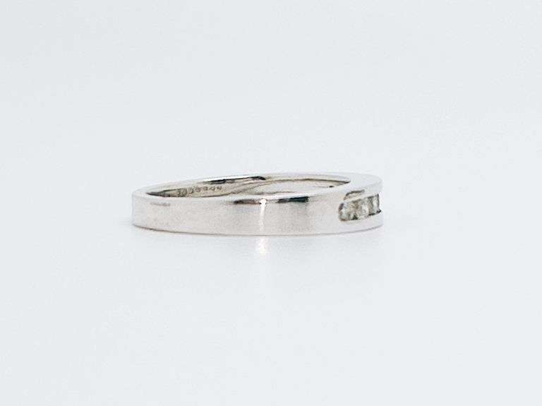 14kt Solid White Gold & Diamond Band