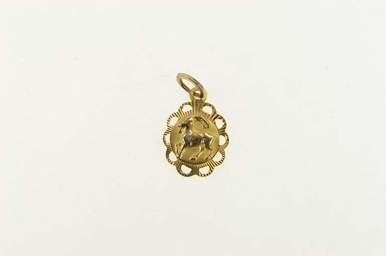 14K Yellow Gold Aries Zodiac Sign Symbol Astrology Charm/Pendant