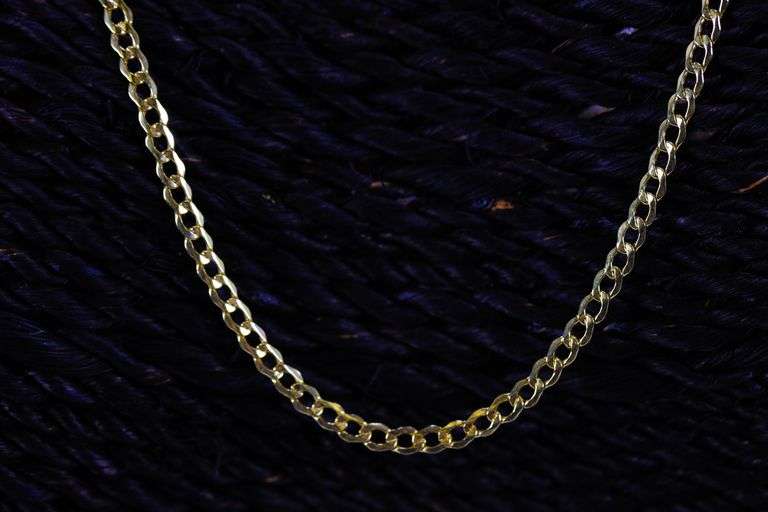 10k Yellow Gold-Hollow Curb Link Chain 2.4mm Necklace 16"