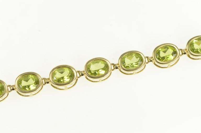 14K Yellow Gold Oval Peridot Vintage Classic Tennis Bracelet