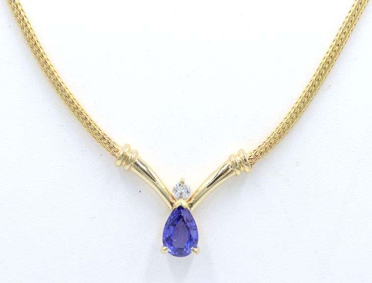 Incredible Yellow Gold Tanzanite and Diamond Necklace
