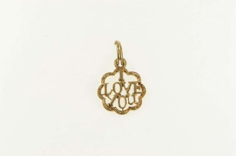 9K Yellow Gold I Love You Message Valentine Scalloped Charm/Pendant