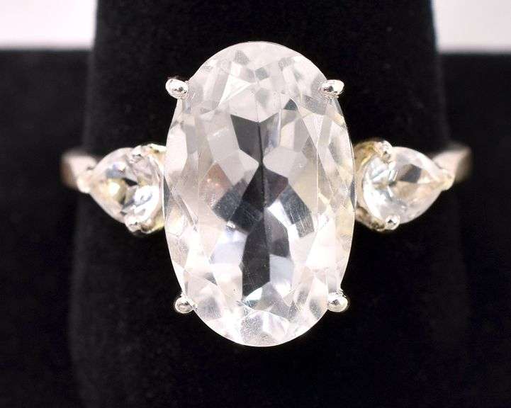 Large White Quartz Ring In Sterling Silver