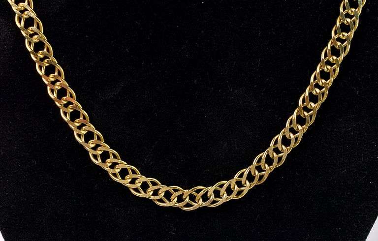 Vermeil Double Link Chain Necklace In Sterling Silver