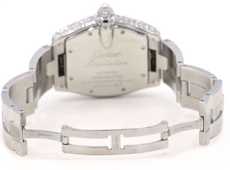 Cartier Roadster Automatic 2501, 35mm, Aftermarket Diamond Bezel, Stainless