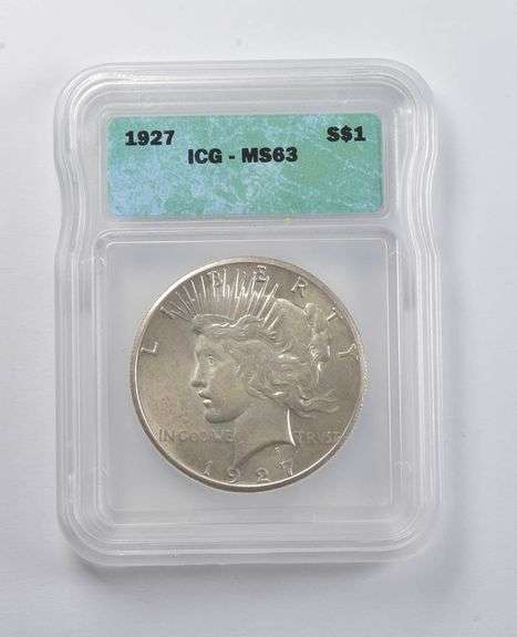 MS63 1927 Peace Silver Dollar ICG