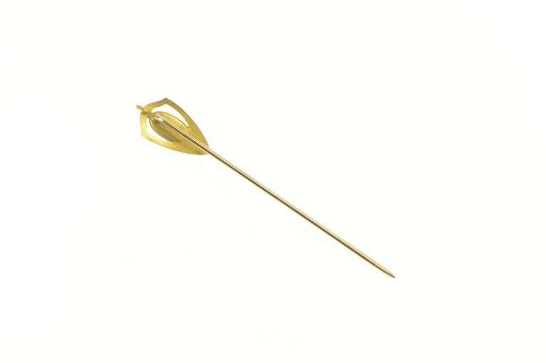 14K Yellow Gold Garnet Oval Cabochon Art Nouveau Vintage Stick Pin