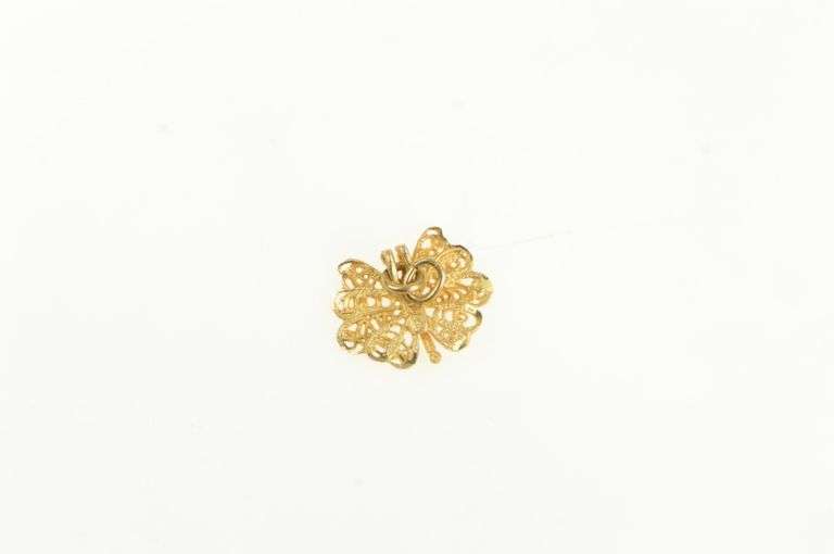 14K Yellow Gold Ornate Butterfly Change Freedom Symbol Charm/Pendant