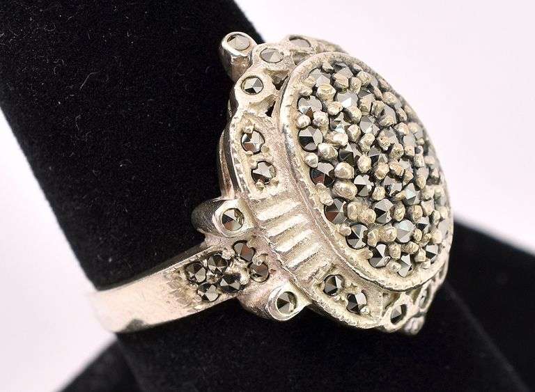 Marcasite Gem Ring In Sterling Silver