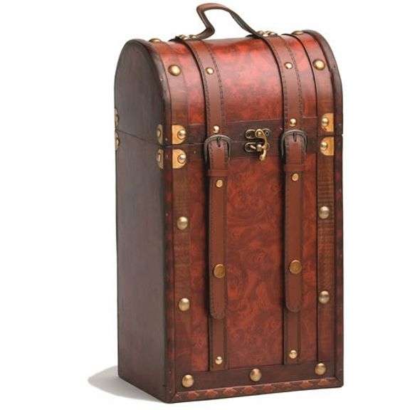 2 Bottle Antique Wooden Wine Box by Twine