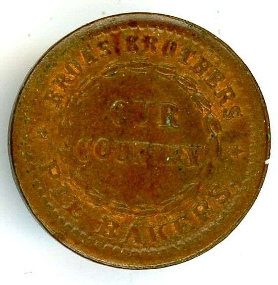 1863 Broas Pie Bakers Civil War Token in VF+