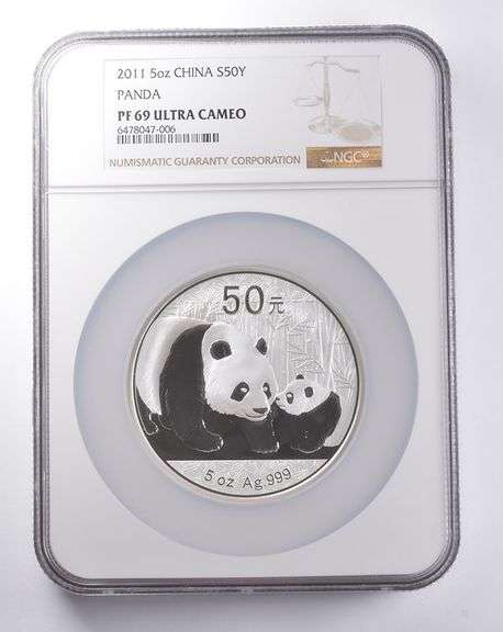PF69 UCAM 2011 China 50 Yuan 5 Oz Silver Panda NGC