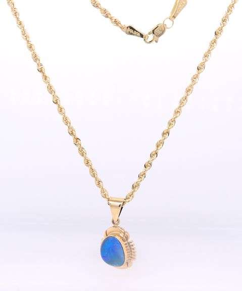 Favorite Yellow Gold Boulder Opal Pendant on Chain