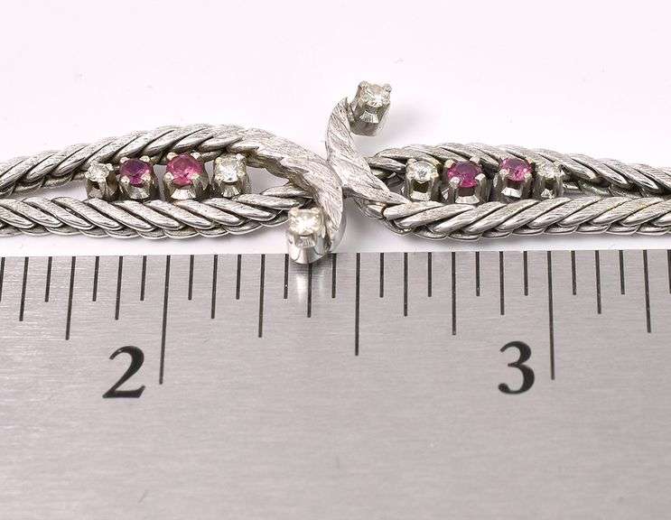 Brilliant Ruby and Diamond Bracelet In 14K White Gold